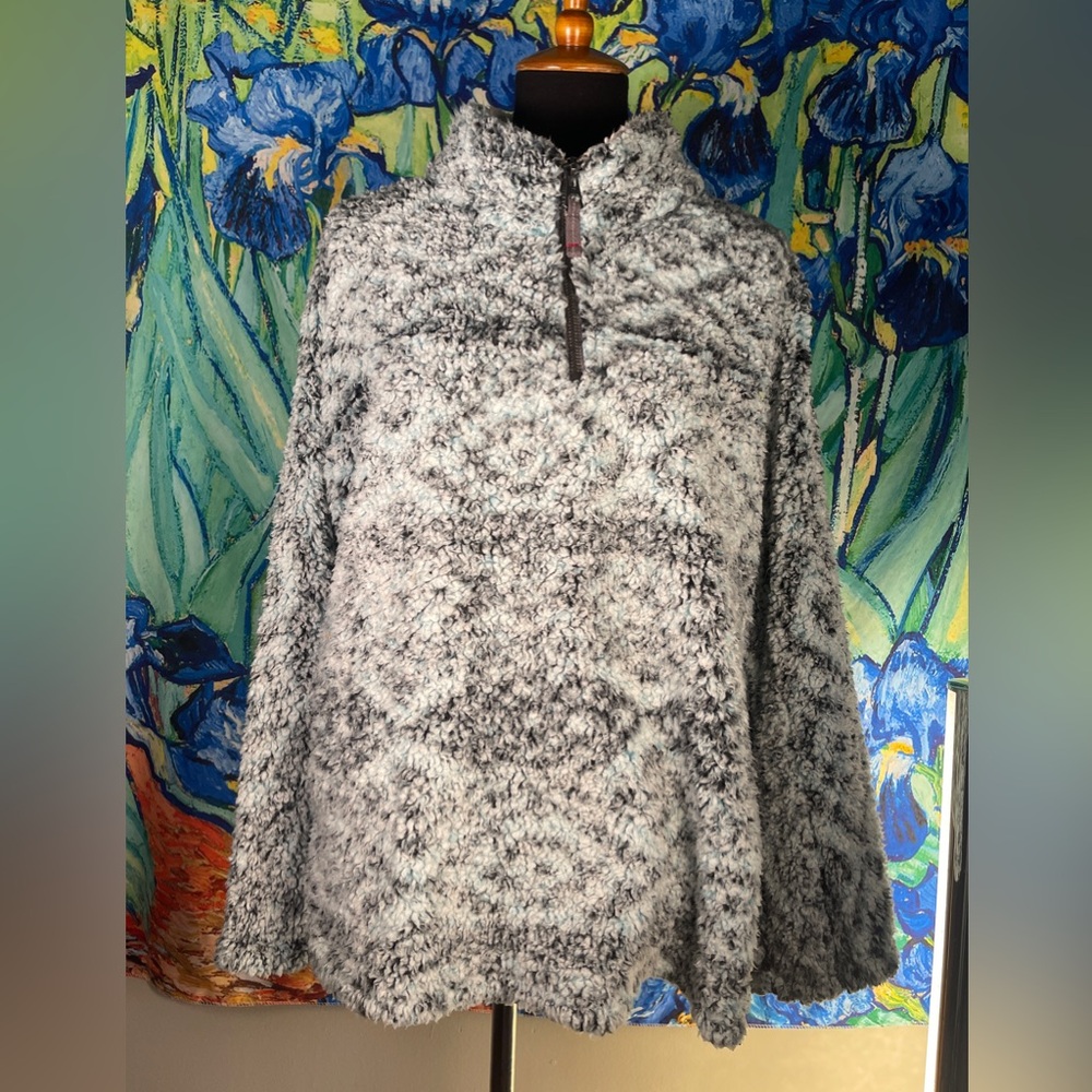 Blue Patterned Dylan Fuzzy Pullover - image 3